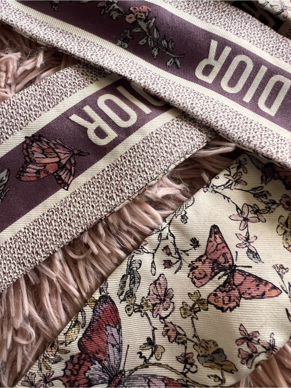 Dior White Butterfly Print Silk Neck Scarf - Picture 6 of 10